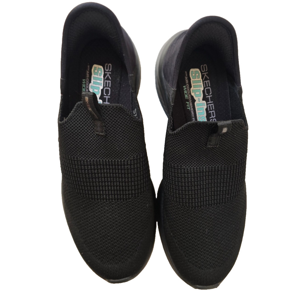 Black Skecher Women Sz 7.5 Slip-ins Wide-fit Air Cooled Memory Foam